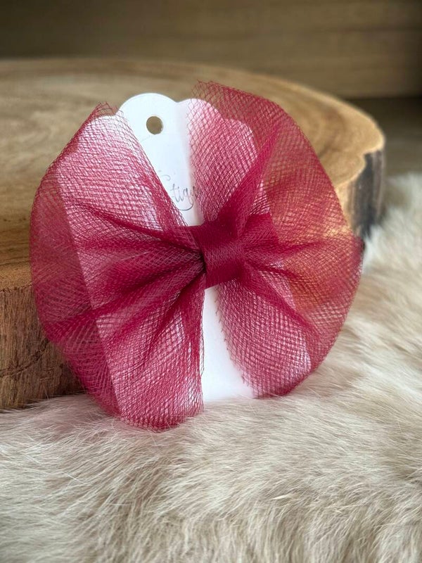 Tulle strik effen Burgundy