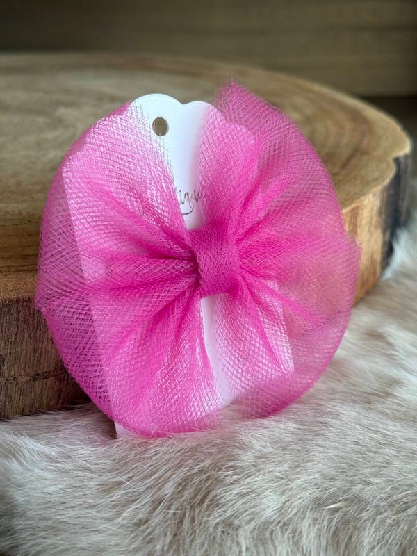 Tulle strik effen Raspberry