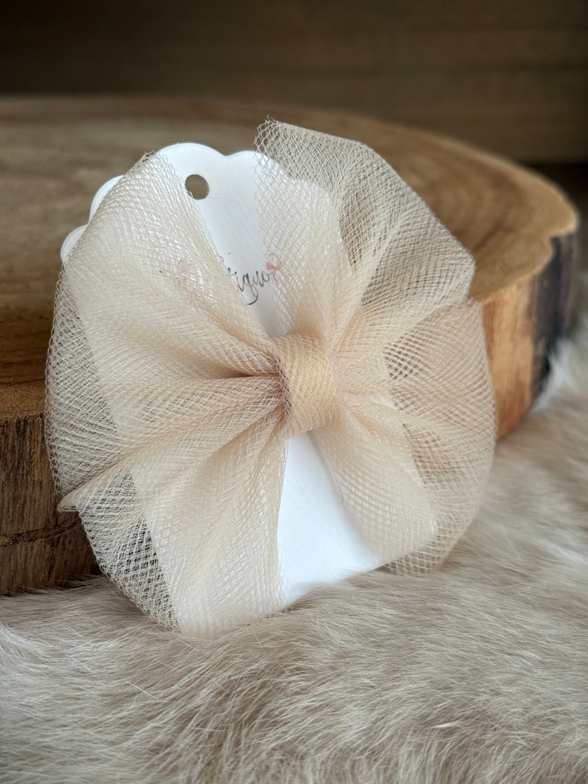 Tulle strik effen Biege