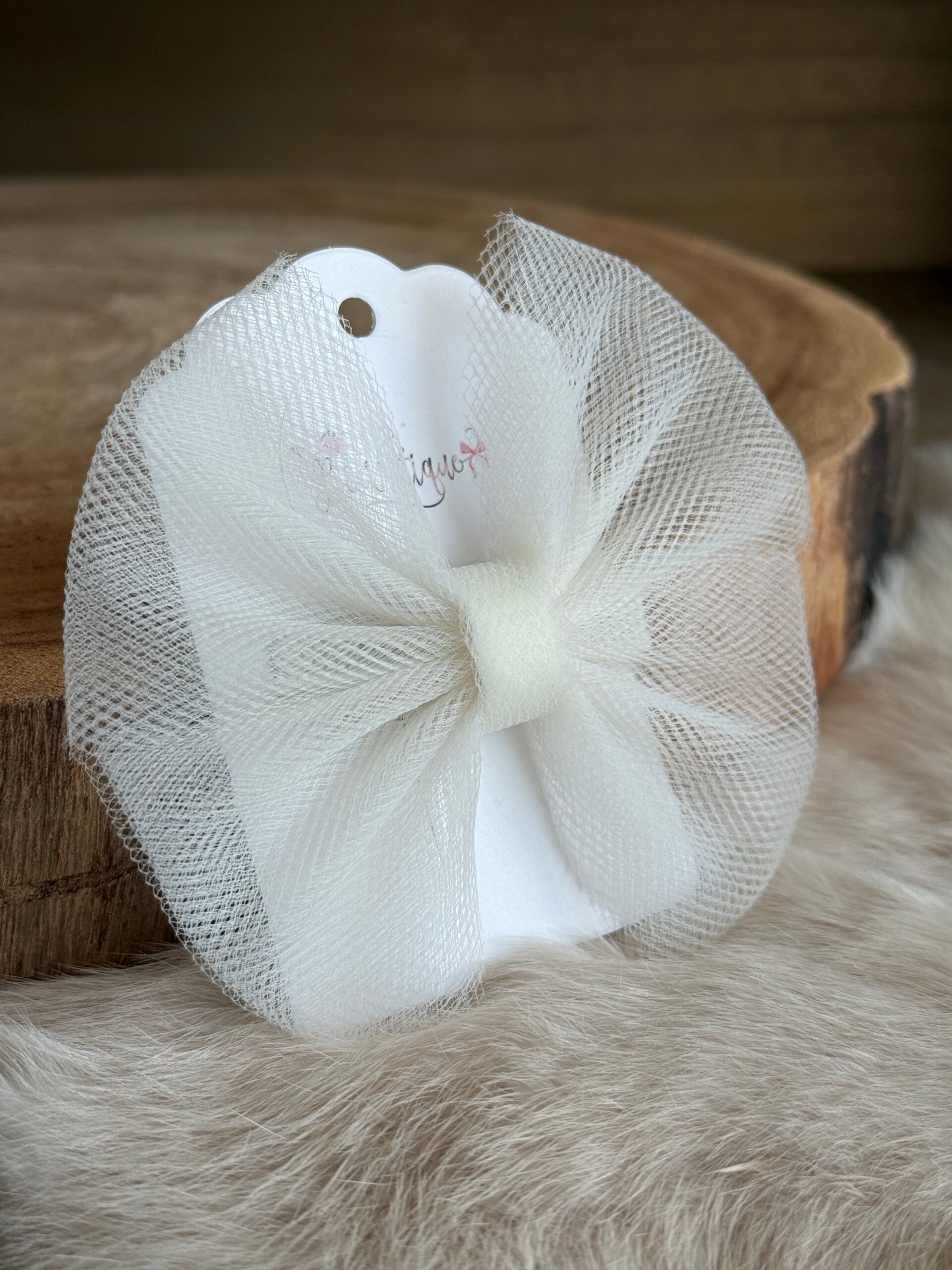 Tulle strik effen Antique White