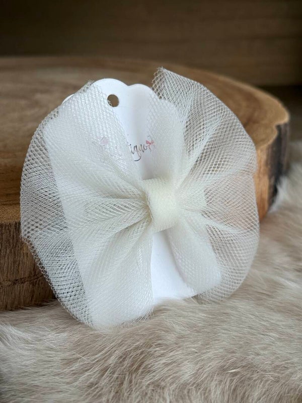 Tulle strik effen Antique White