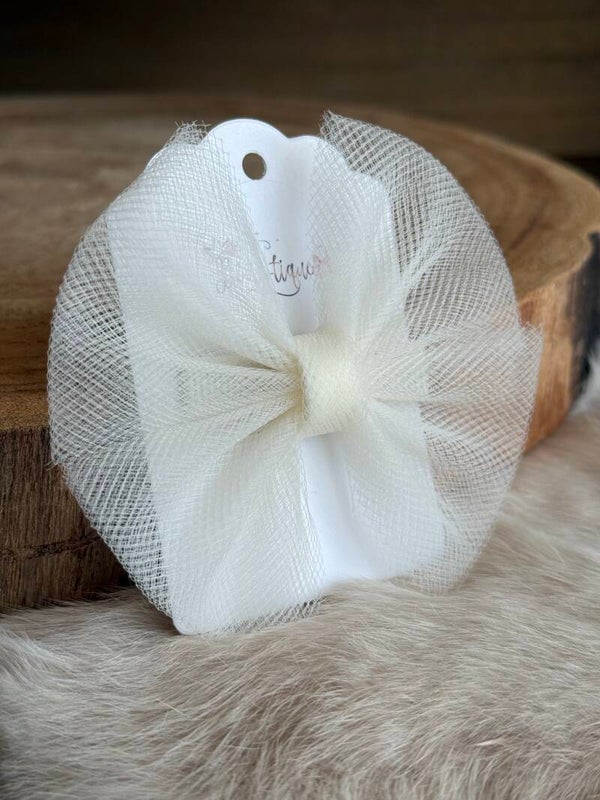 Tulle strik effen Cream