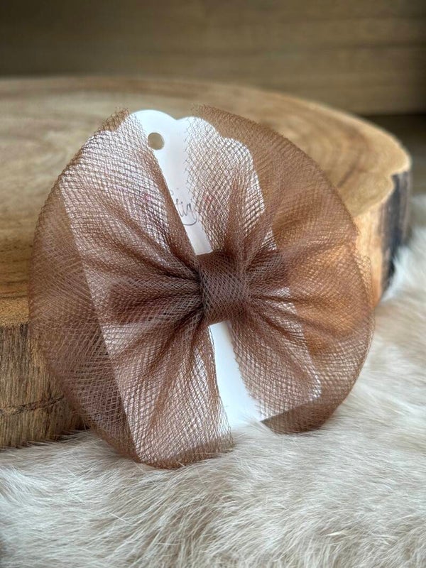 Tulle strik effen Dark Brown