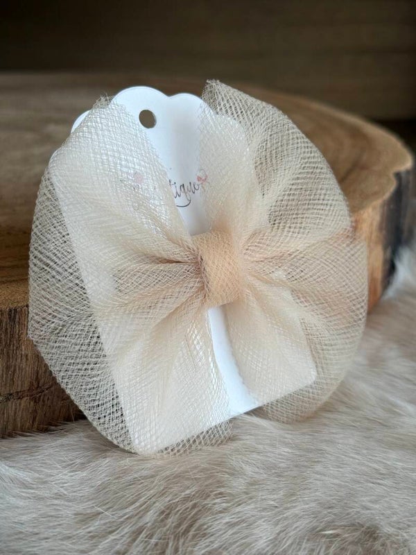 Tulle strik effen Pale Caramel