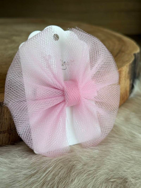 Tulle strik effen Candy Pink