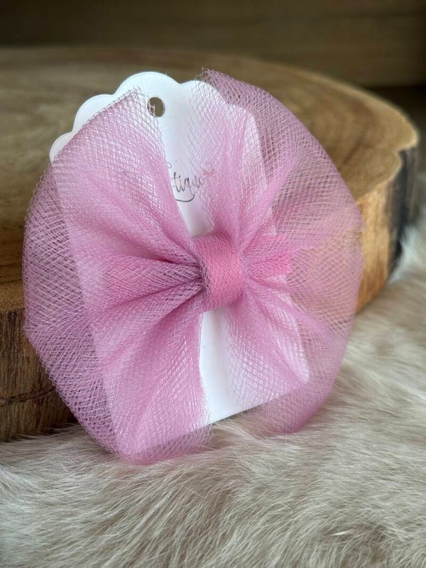 Tulle strik effen Dusky Pink