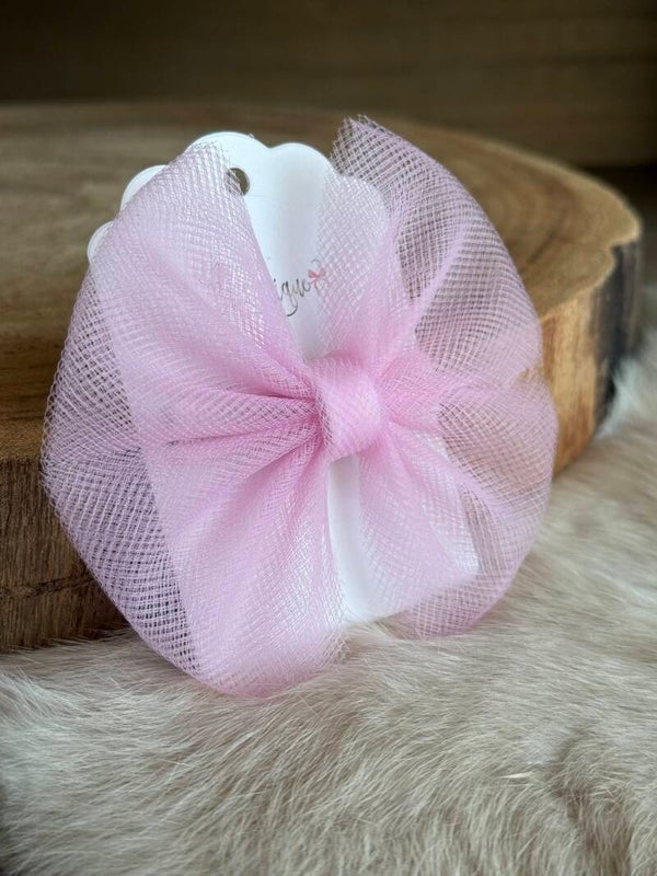 Tulle strik effen Baby Pink