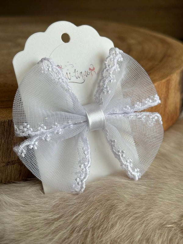 Kanten strikje Elise Wit