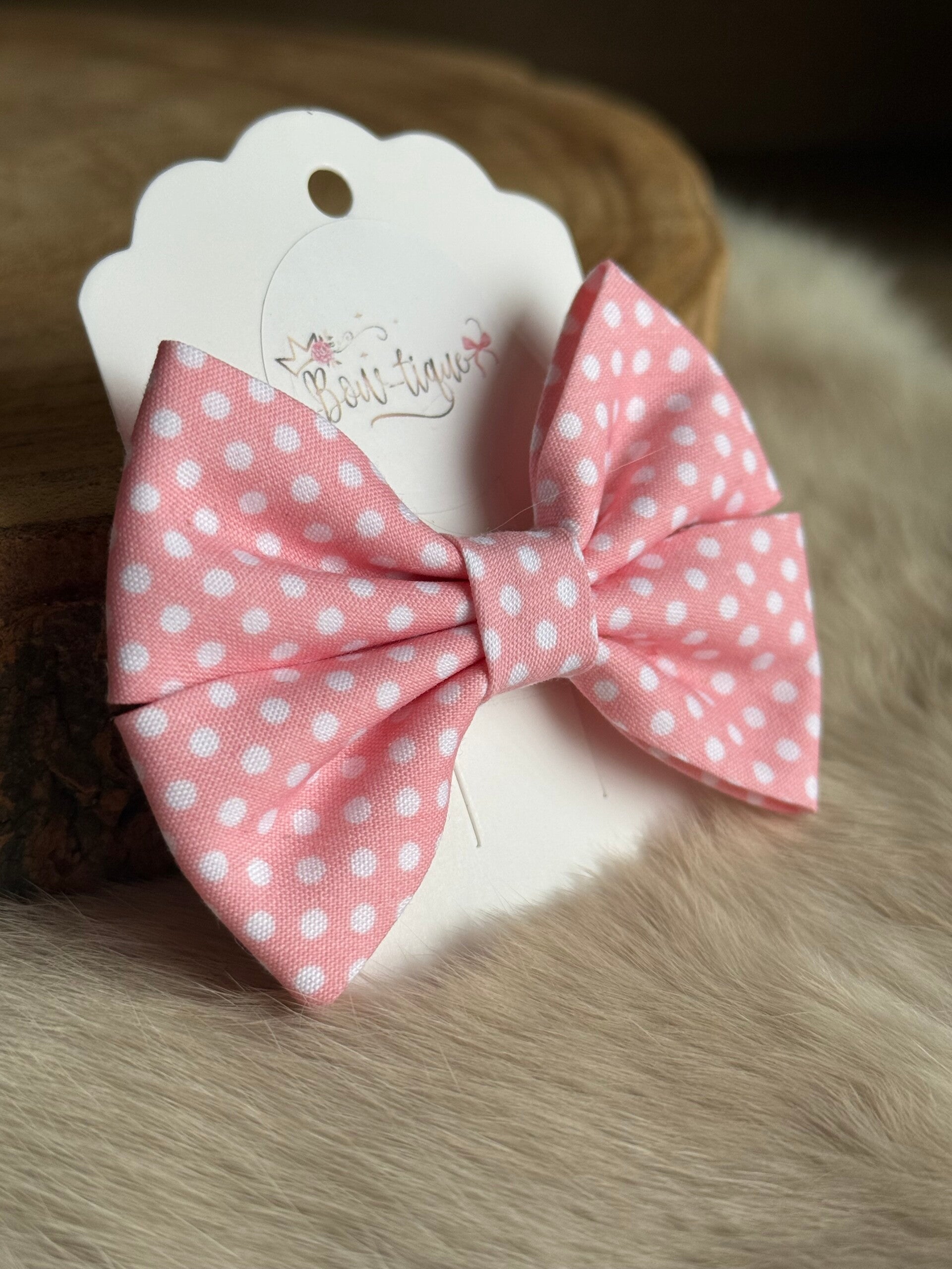 Katoenen Strik Polkadots Babyroze