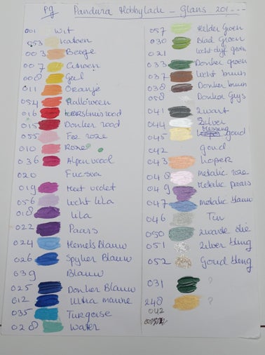 Kleurkaart acrylverf