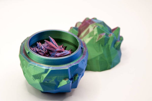 3D draken ei silk groen paars