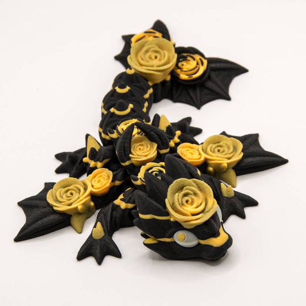 3D Mini Rozen draak Zwart/Geel gekleurd