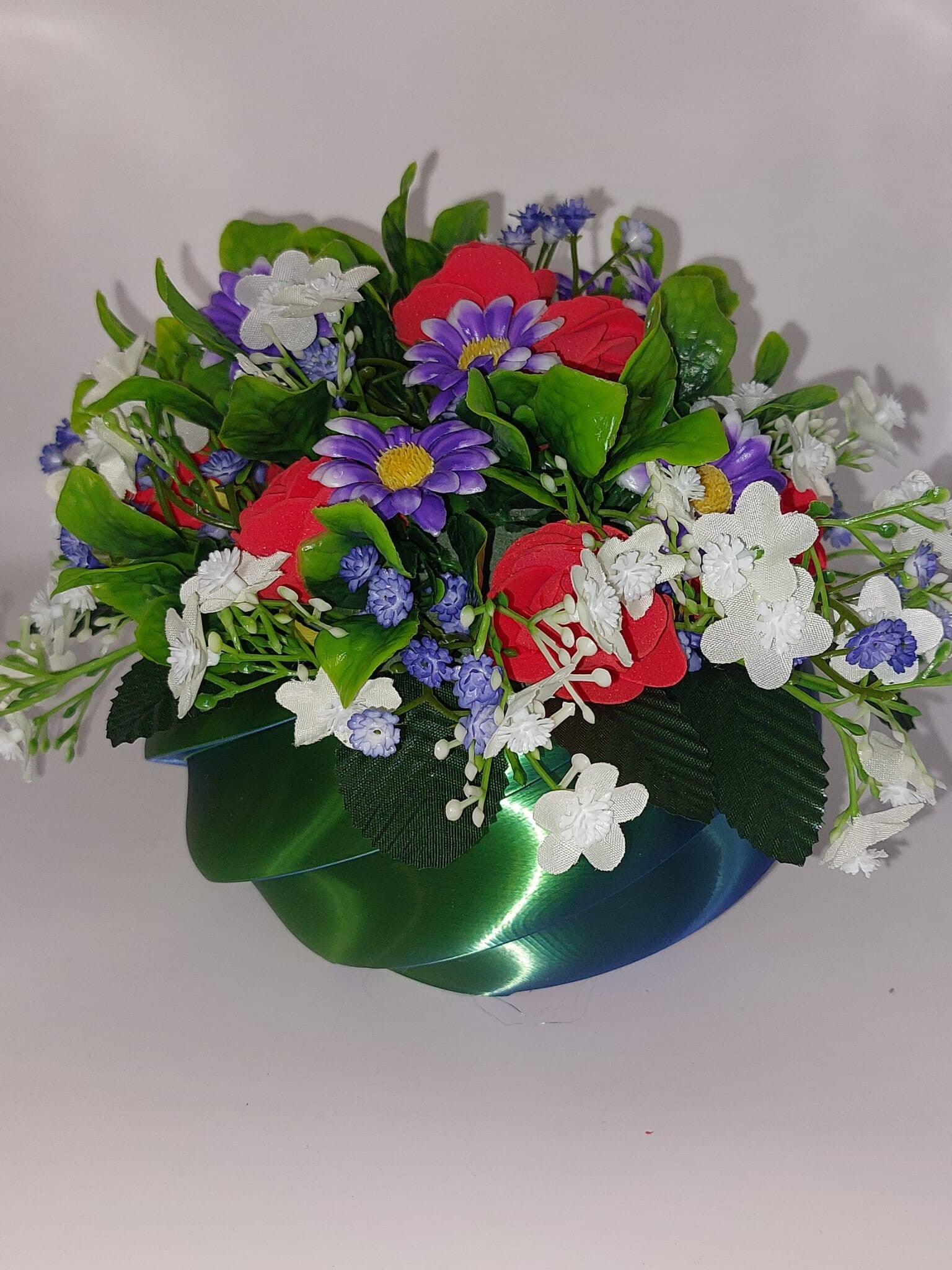 silk groene plantenpot inclusief kunstbloemstuk