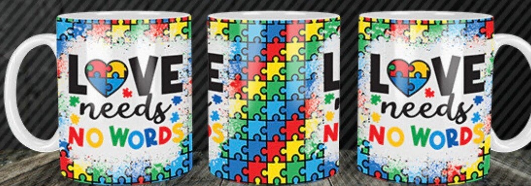 💙 Spread Love and Awareness with the Autism Love Needs No Words Mug! 💙