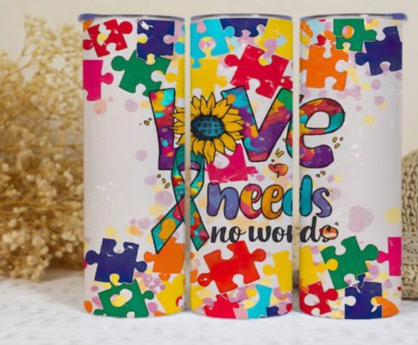 💙 Show Your Support with the Autism Love Needs No Words Tumbler! 💙