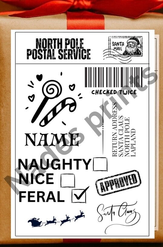 North Pole gift label - feral