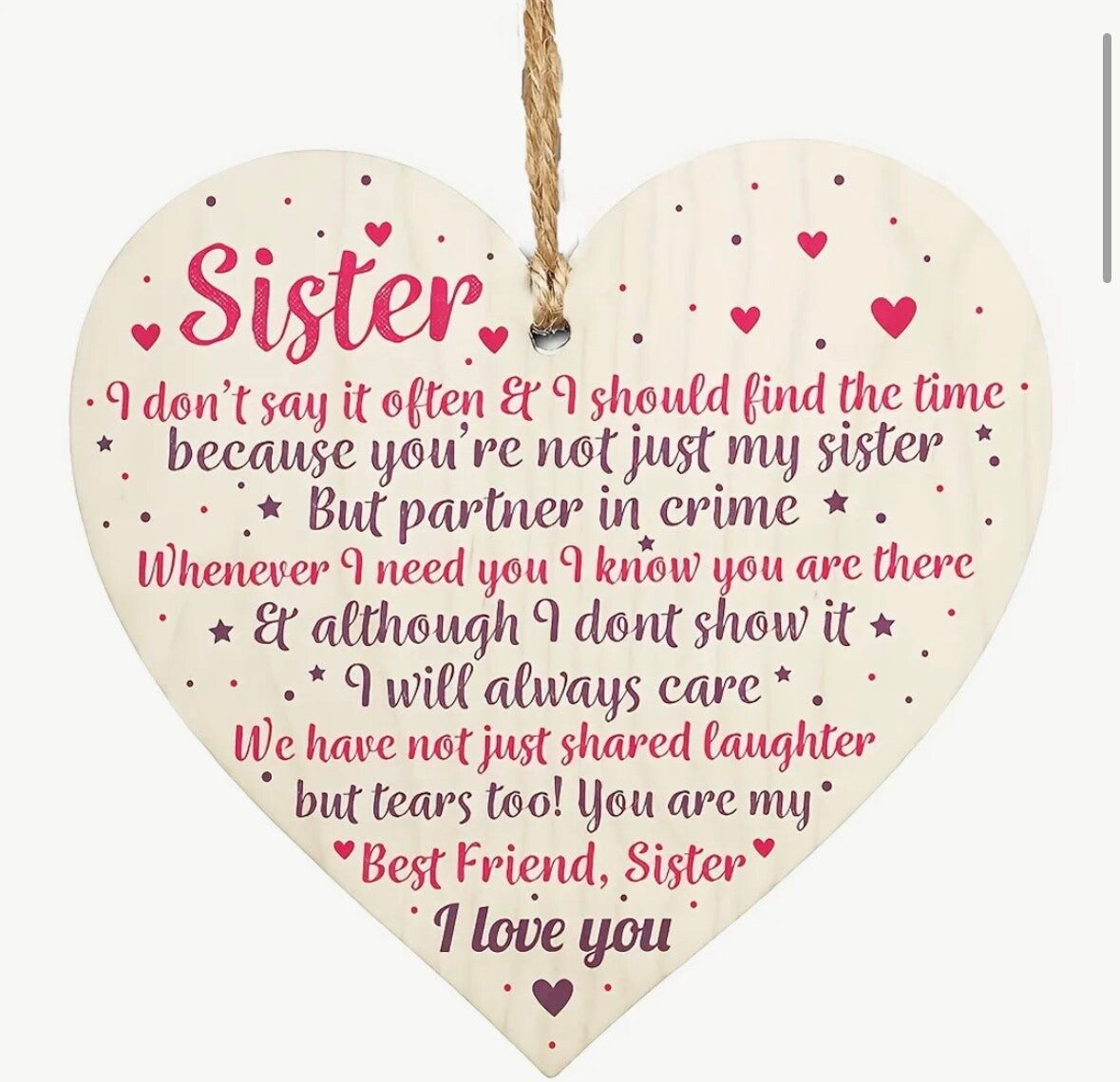 To My Sister Heart Plaque – A Heartfelt Keepsake