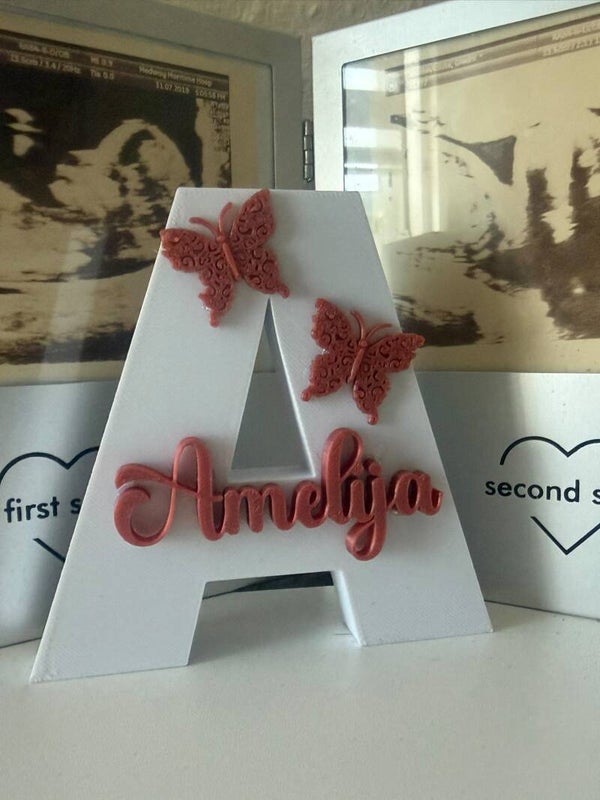 Personalised  Nursery Initial Letter – Custom 3D Name for Baby Girl or Boy Room, Freestanding Block Letter Décor, New Baby Keepsake Gif