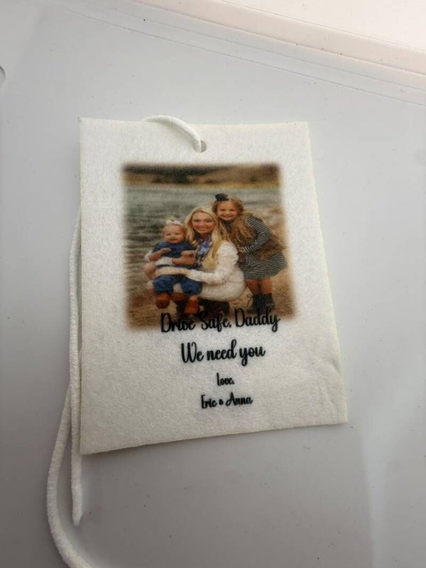 Personalised Car Air Freshener – Custom Photo & Funny Quote Scented Hanging Inserts, Double-Sided Fabric Felt Rear-view Mirror Ornament