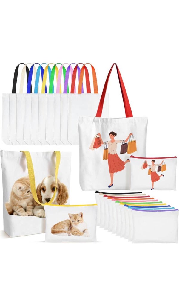 Premium  Canvas Tote Bag & Matching Makeup Pouch Set