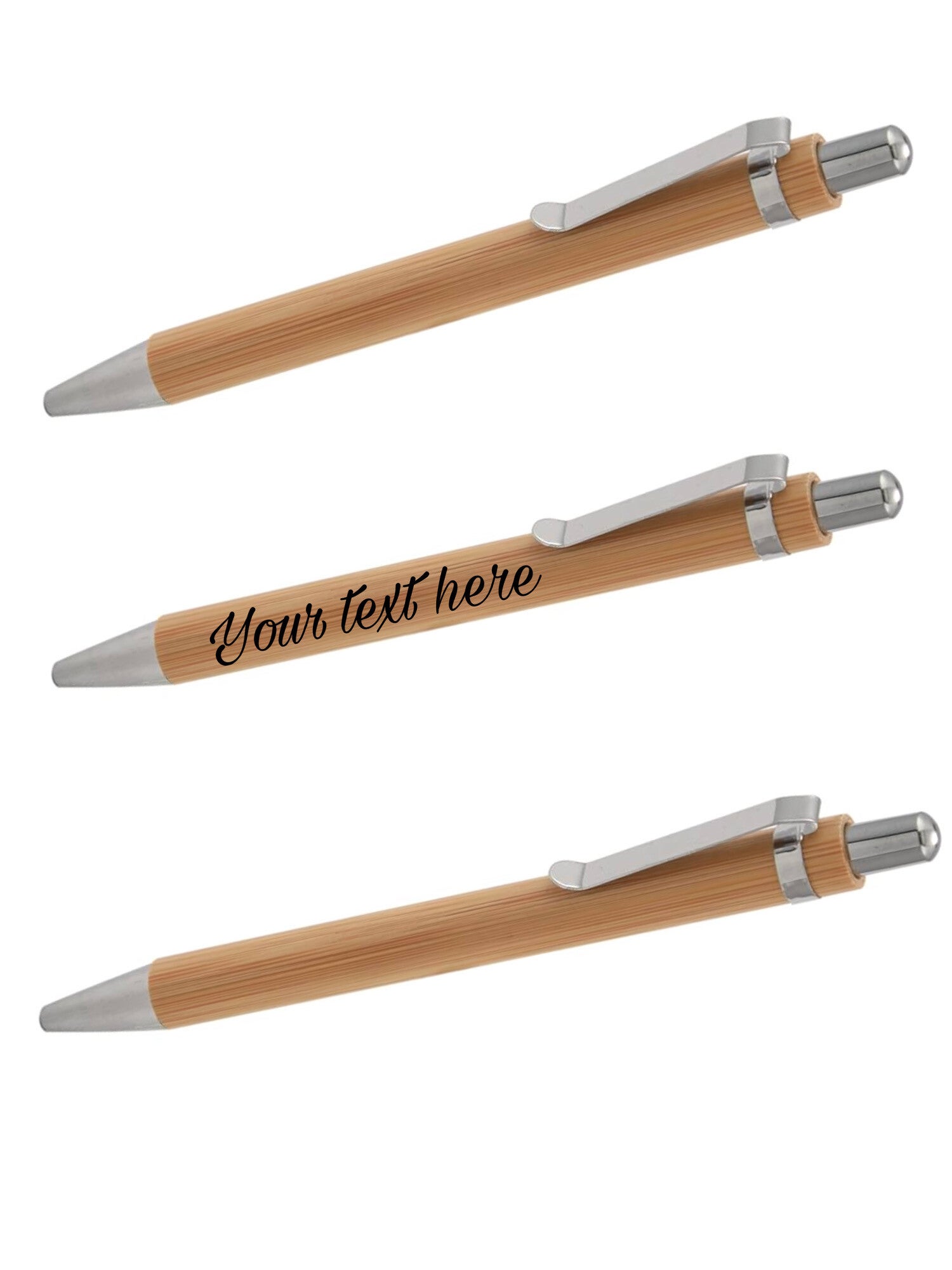 Personalised bamboo pens black ink