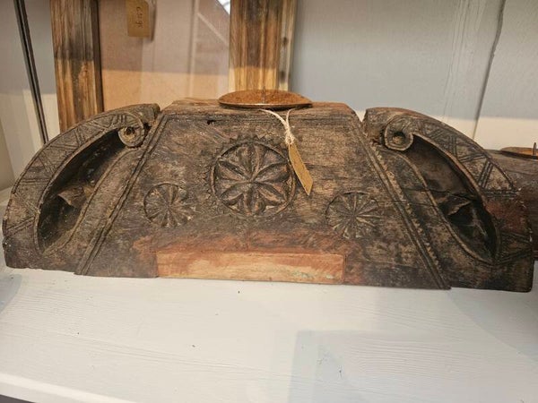 Oude Houten Kandelaar uit India – Handgesneden | 55 cm