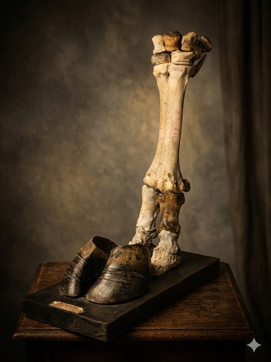 A very early German, Victorian, veterinary model of a cow leg