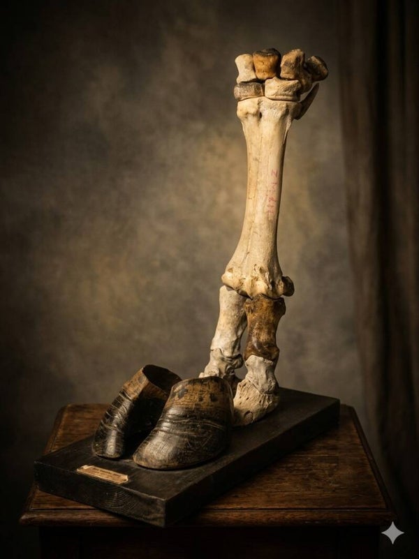 A very early German, Victorian, veterinary model of a cow leg