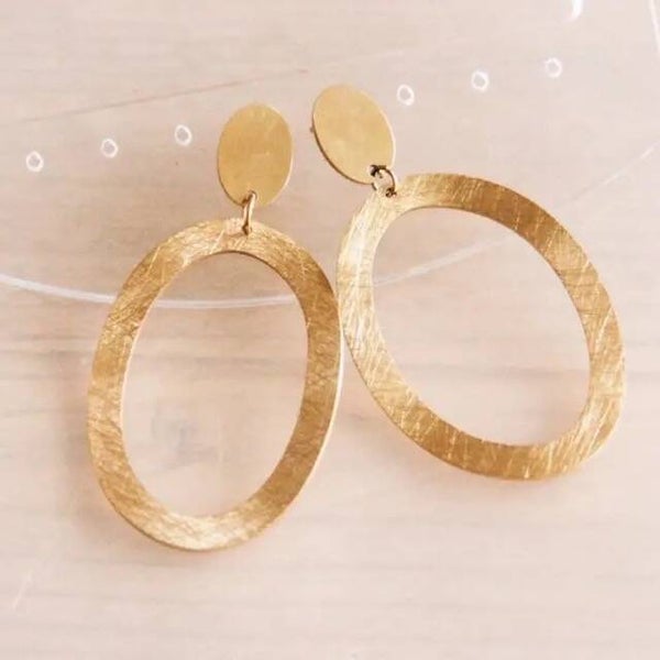 Statement oorbellen Ovale ring - Goud/Mat