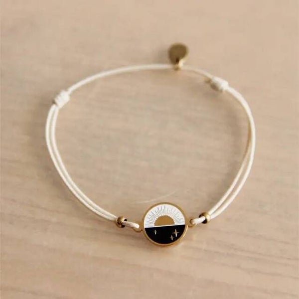 Elastische armband met dag/nacht - zandkleur