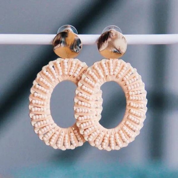 Statement oorbel ovaal - nude