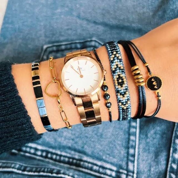 Satijnen armband Ringen - zwart