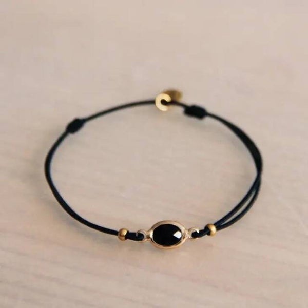 Armband met kristalsteen — zwart/goud