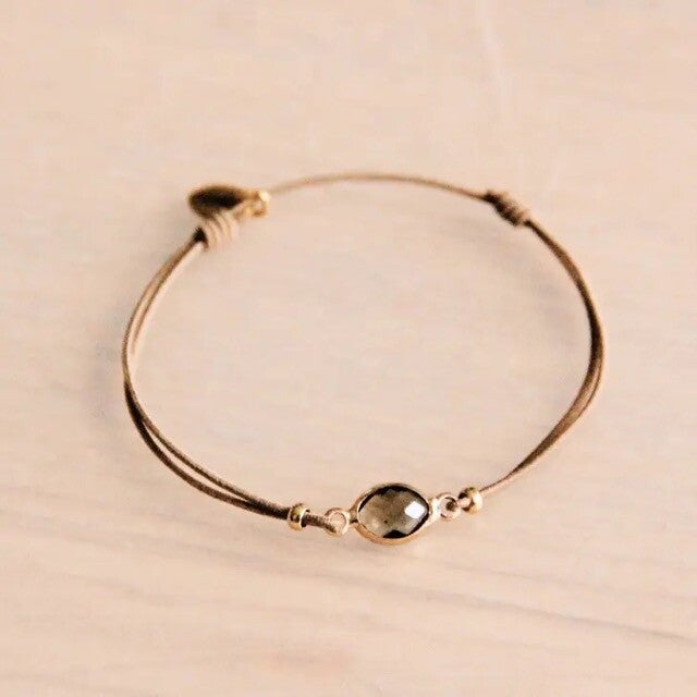 Armband met kristalsteen - Taupe/goud