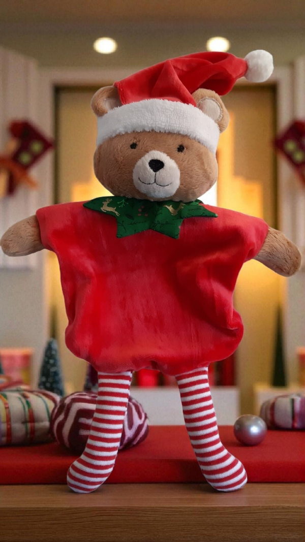 Doudou ourson Père Noël