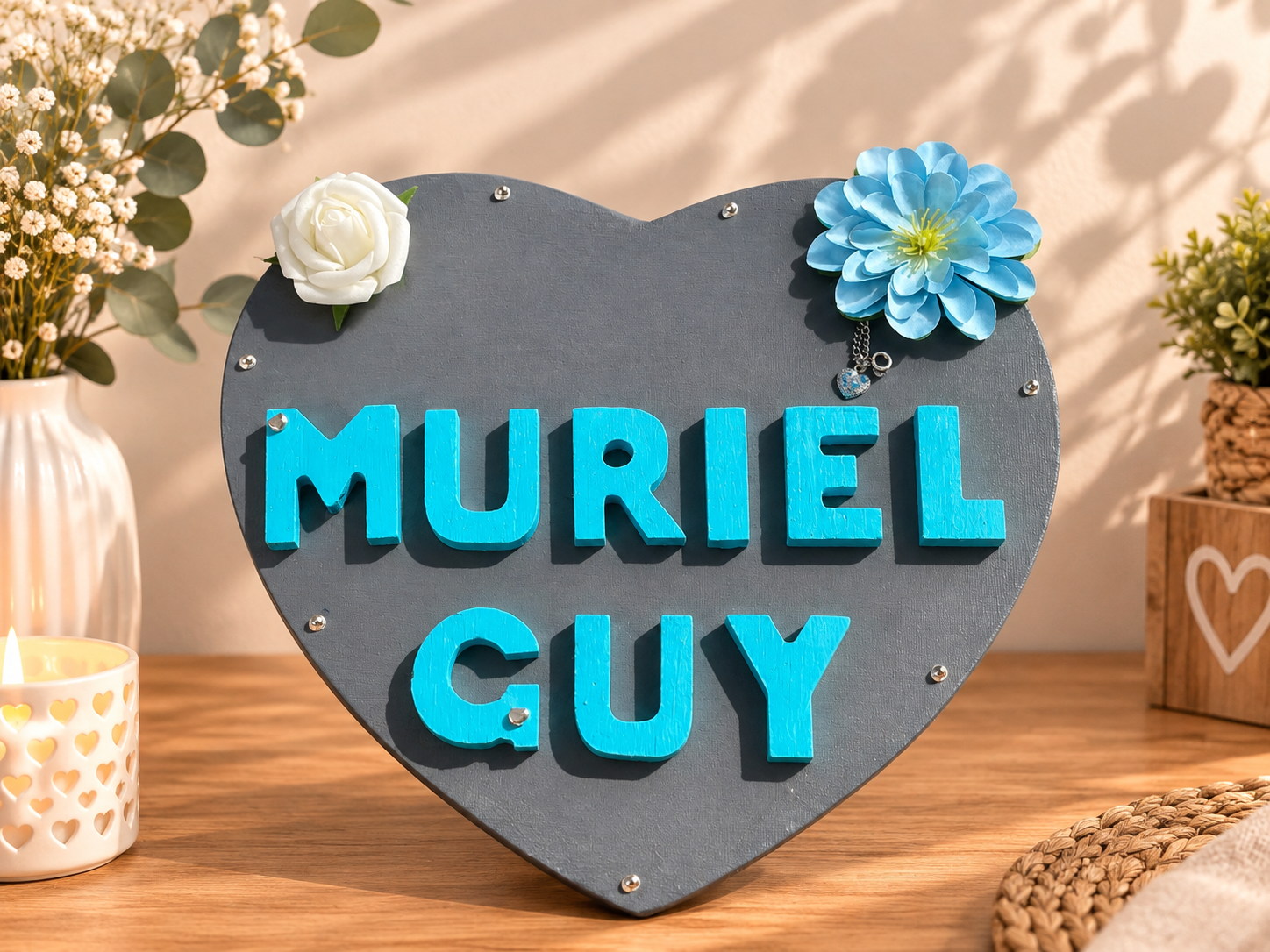 Coeur décoratif personnalisé Prénom en relief