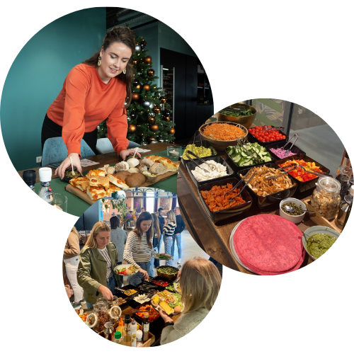 Lunch op werk, bedrijfslunch, buffet, lunchbuffet, borrelplanken, hapjes, borrelhapjes.