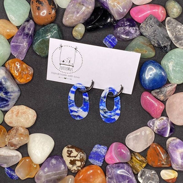 No One Knows Lapis Lazuli Oval Charm Black