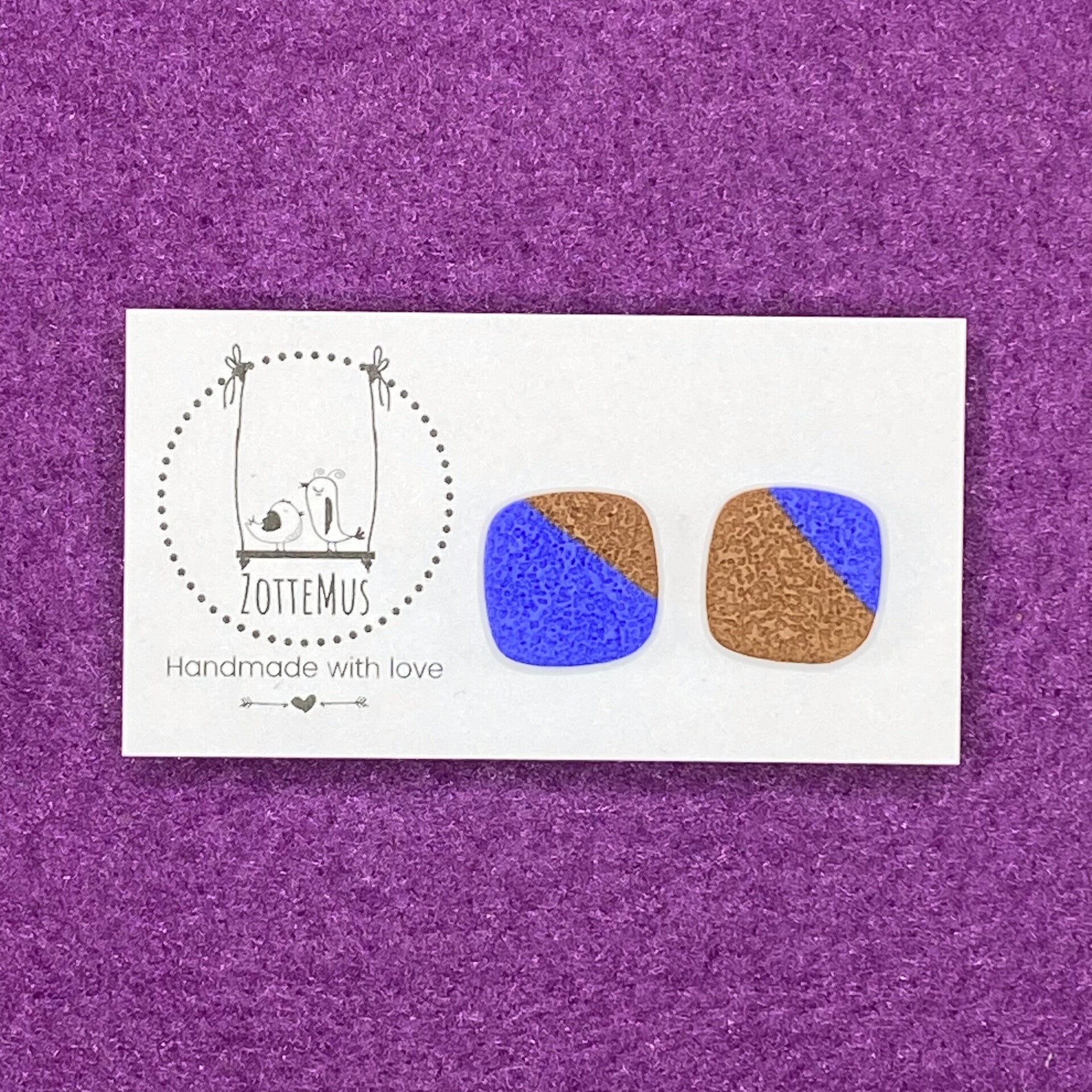 Pump Up The Jam Stud Square Blue Brown