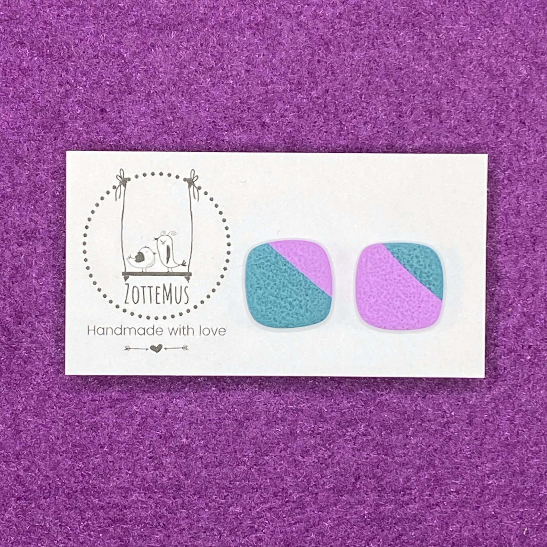 Pump Up The Jam Stud Square Lila Petrol