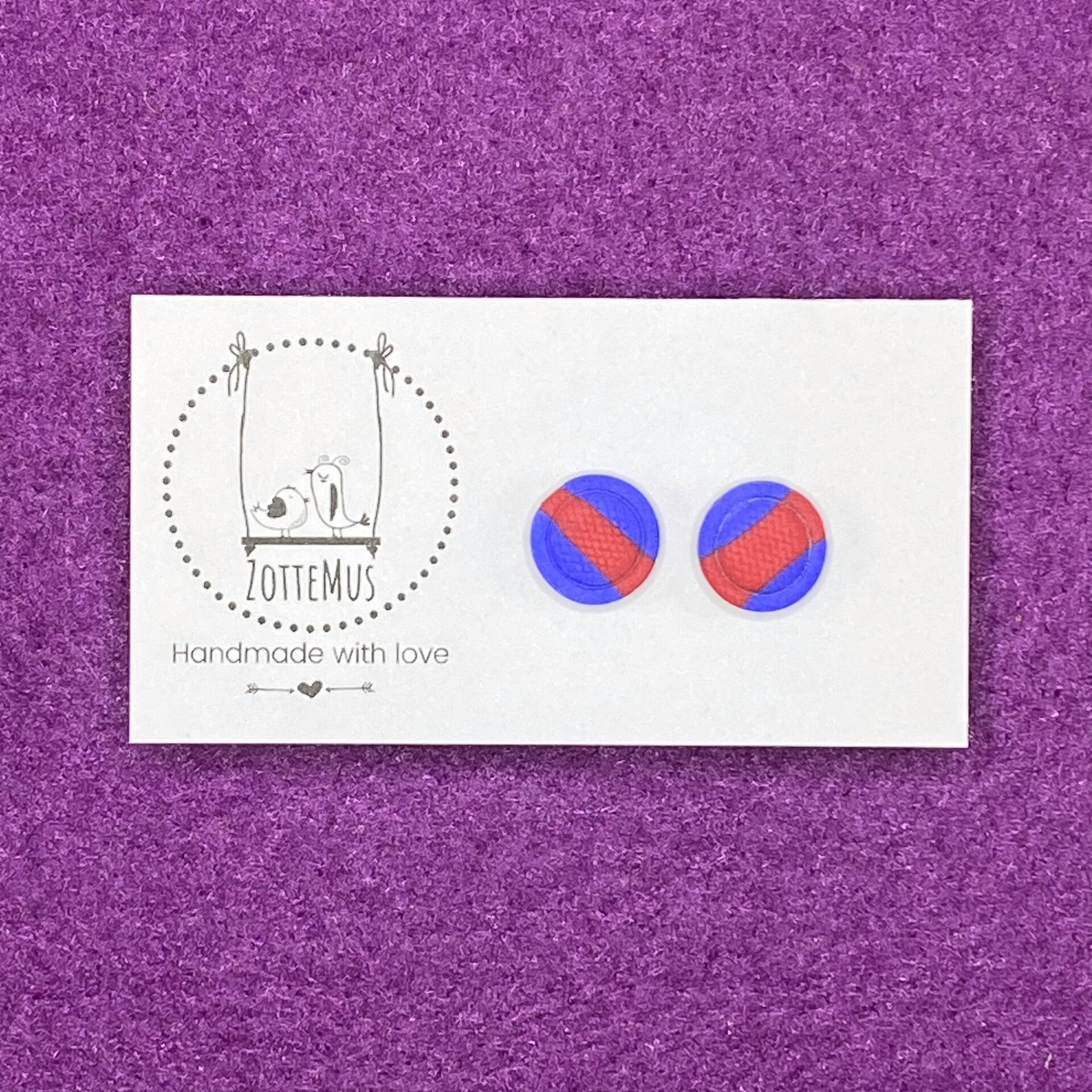 Pump Up The Jam Stud Round Imprint Blue Red