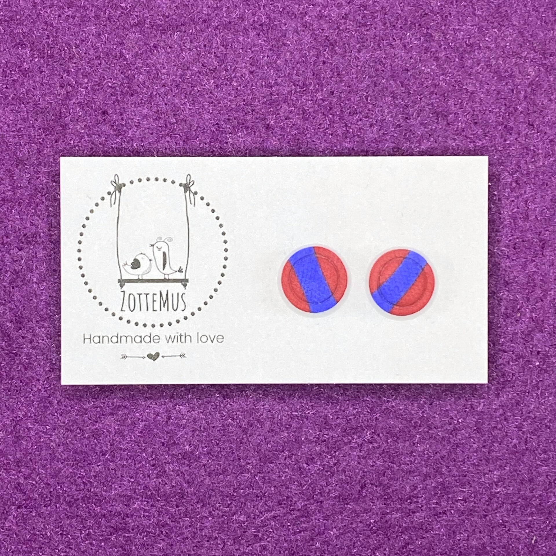 Pump Up The Jam Stud Round Imprint Red Blue