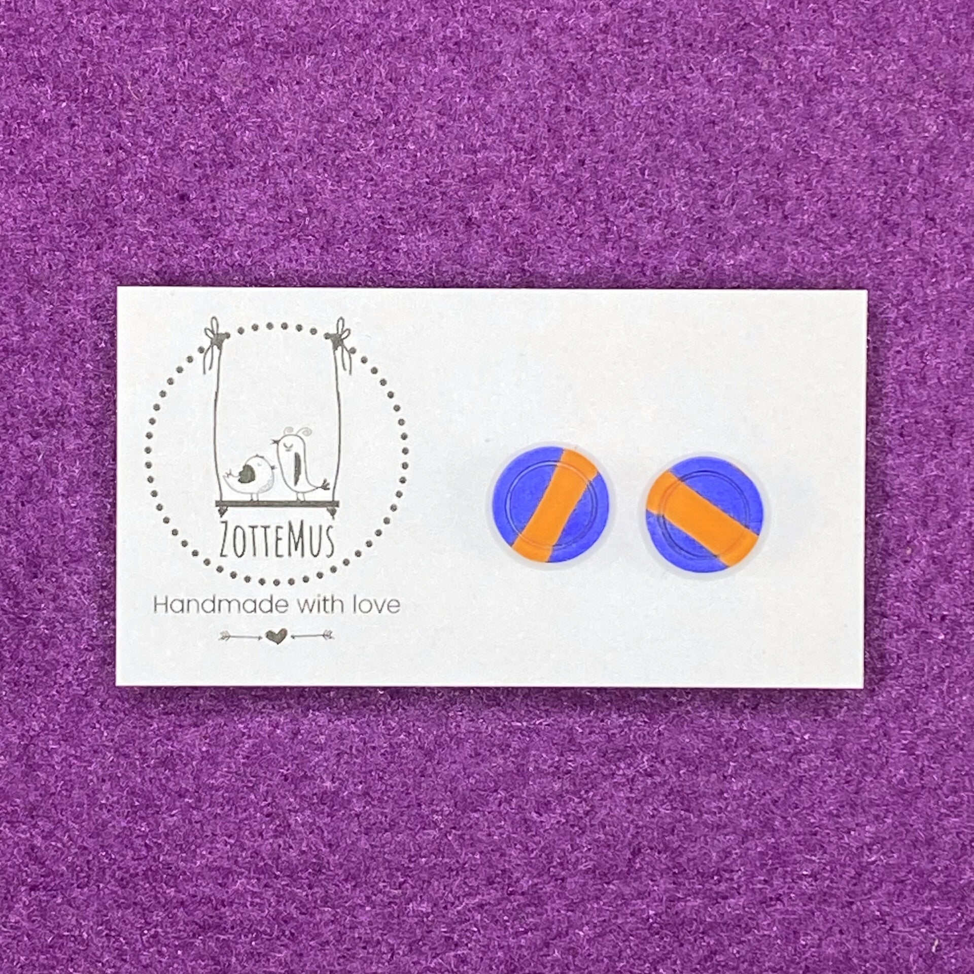 Pump Up The Jam Stud Round Imprint Blue Orange