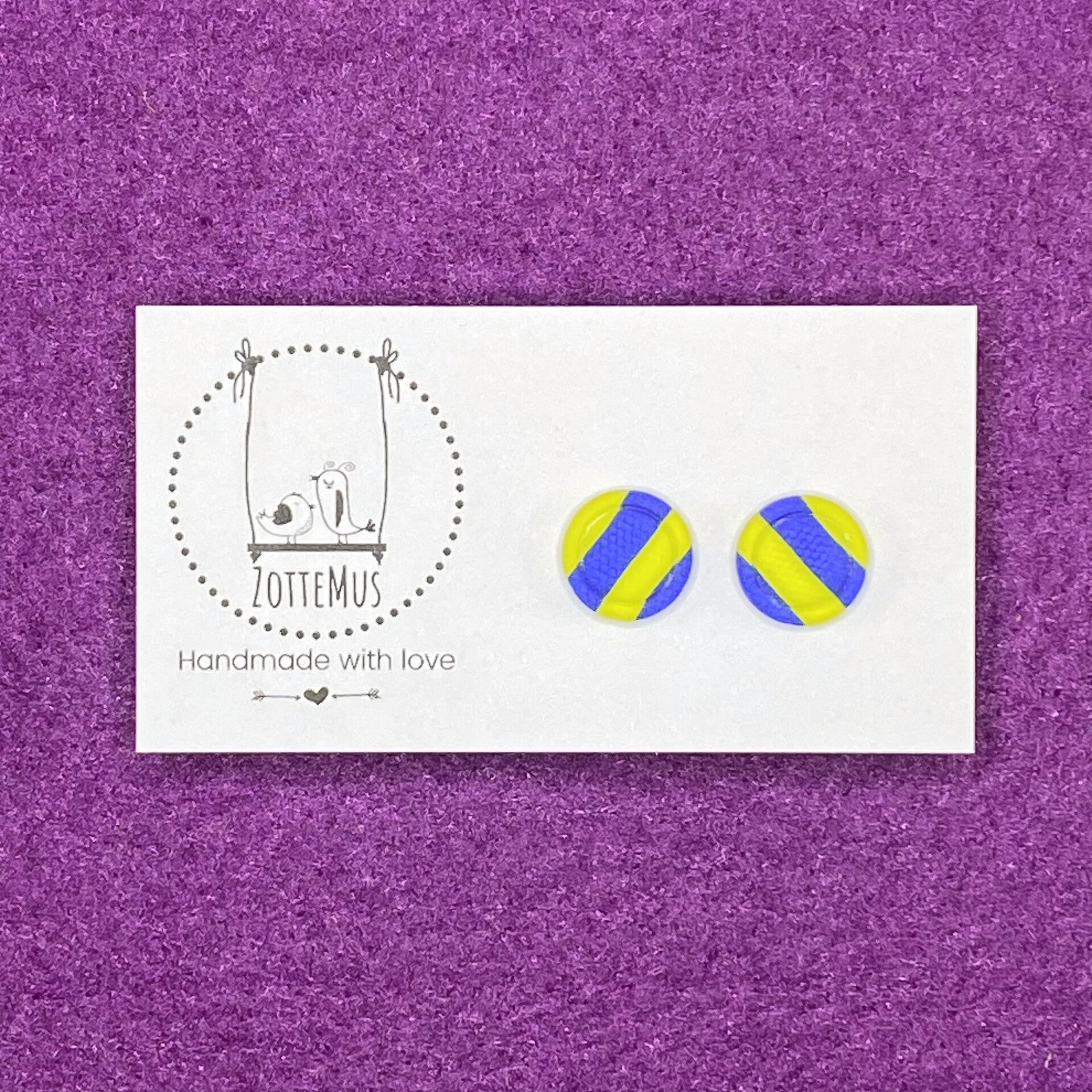 Pump Up The Jam Stud Round Imprint Blue Yellow