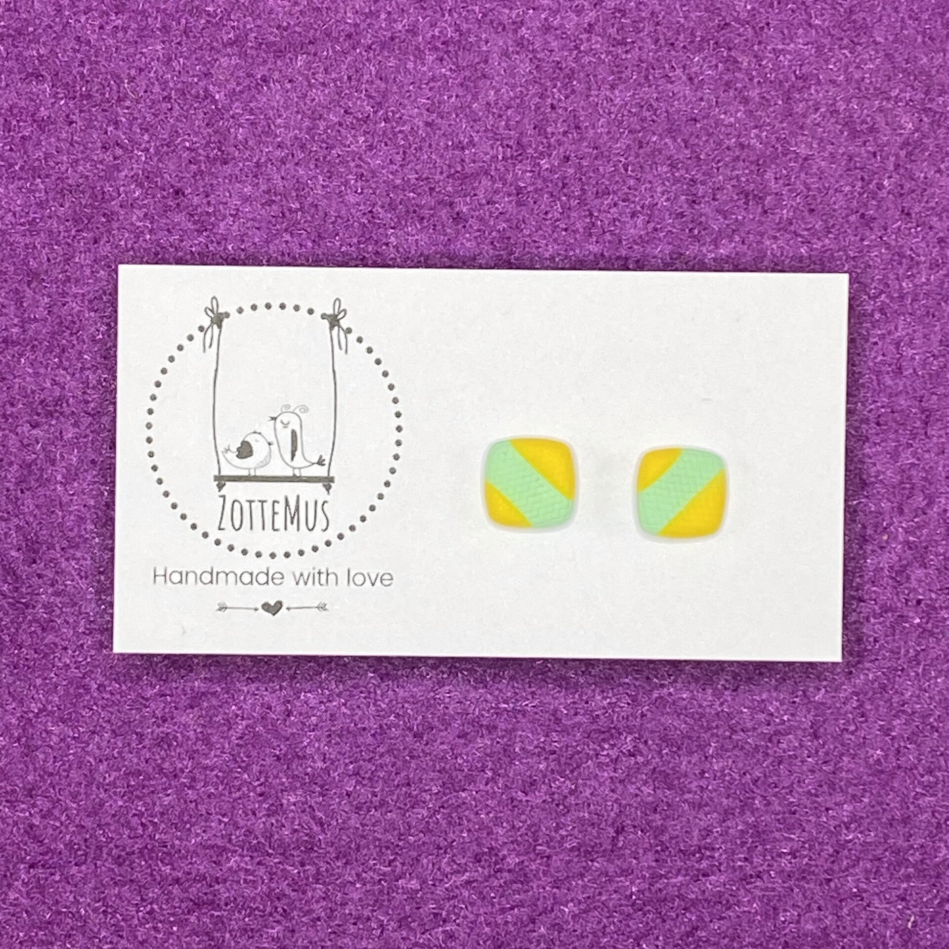 Pump Up The Jam Mini Stud Square Mint Yellow