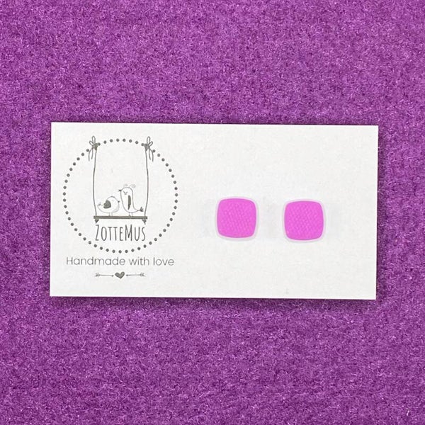 Pump Up The Jam Mini Stud Square Fuchsia