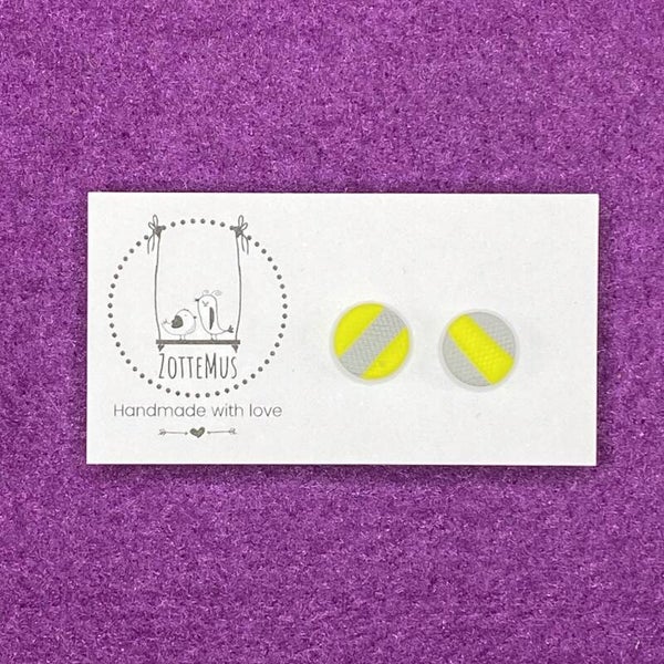 Pump Up The Jam Stud Round Grey Yellow