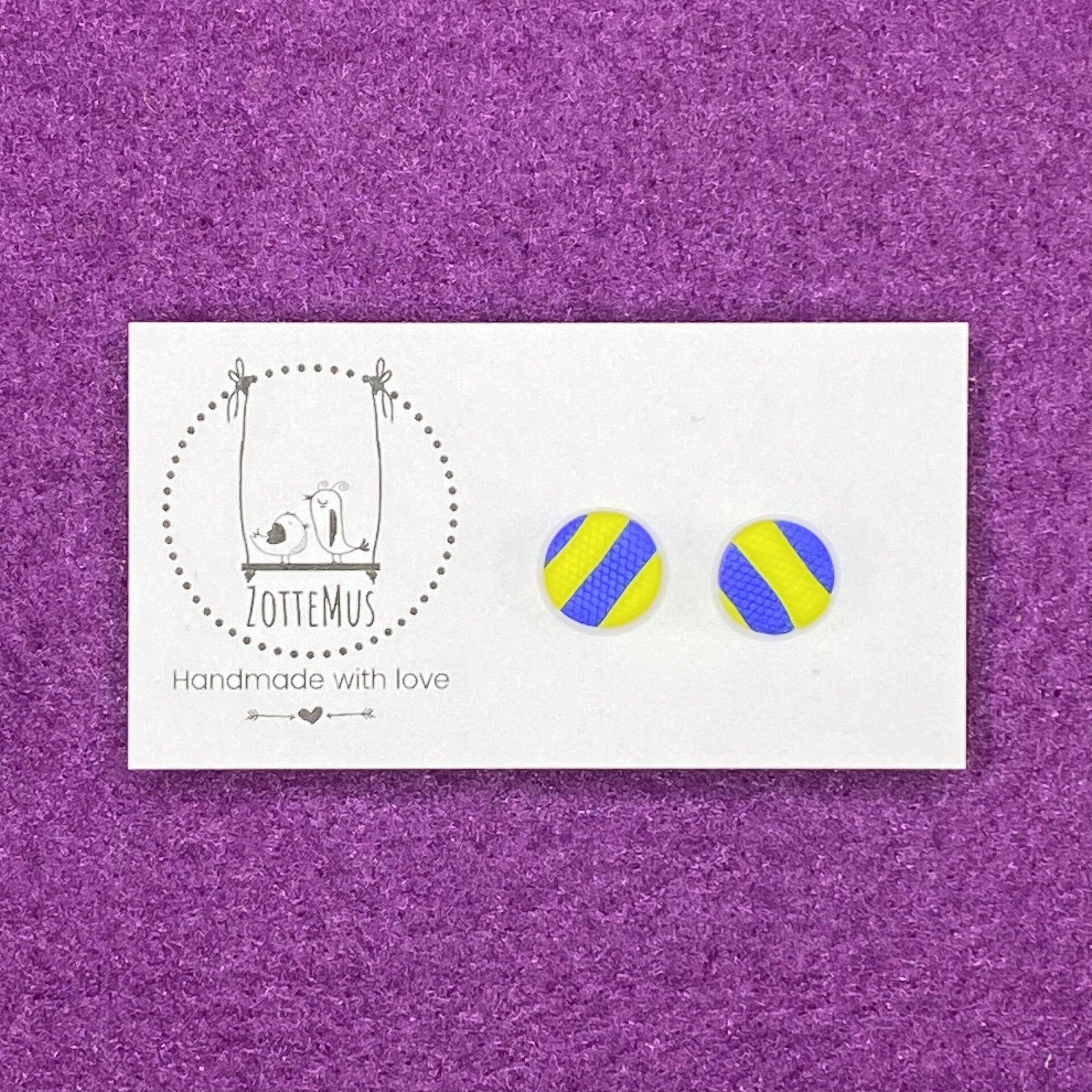 Pump Up The Jam Stud Round Blue Yellow