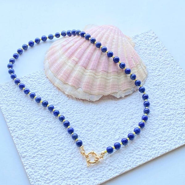 Riptide Necklace  Dark Blue Yellow