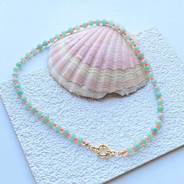 Riptide Necklace Mint Salmon